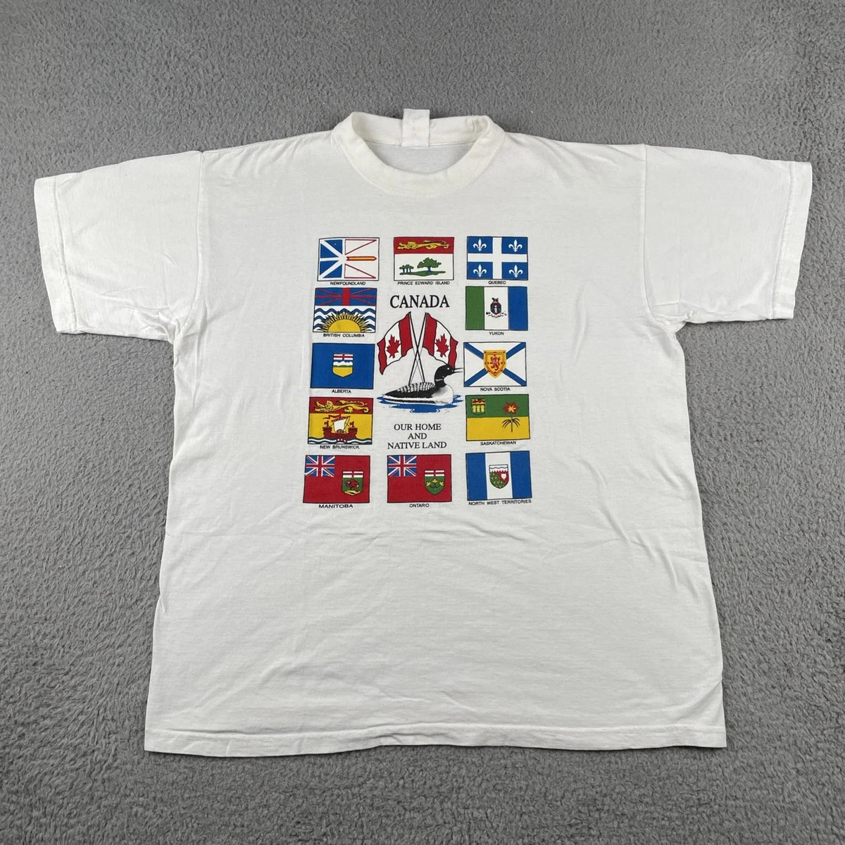 Vintage 90s Canadian Province Flags Shirt White Large Out Home And Native Land Unisex