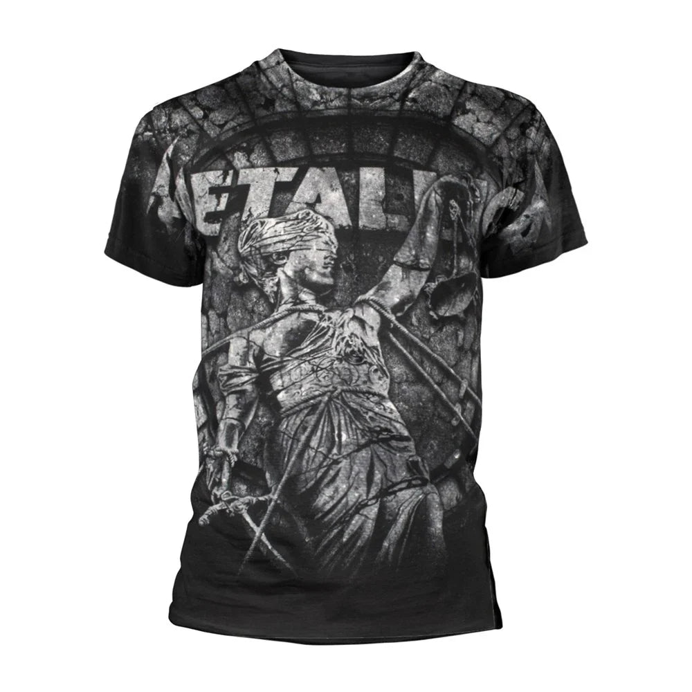 METALLICA - STONED JUSTICE (ALL OVER) BLACK , Front & Back Print X-Large Unisex