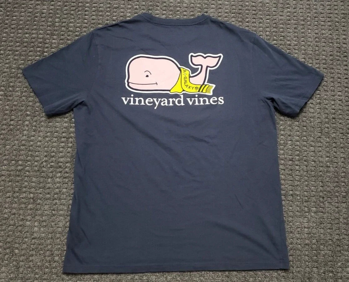 Vineyard Vines Men's Large Dark Blue T Shirt LA Galaxy MLS Soccer Football Scarf Unisex