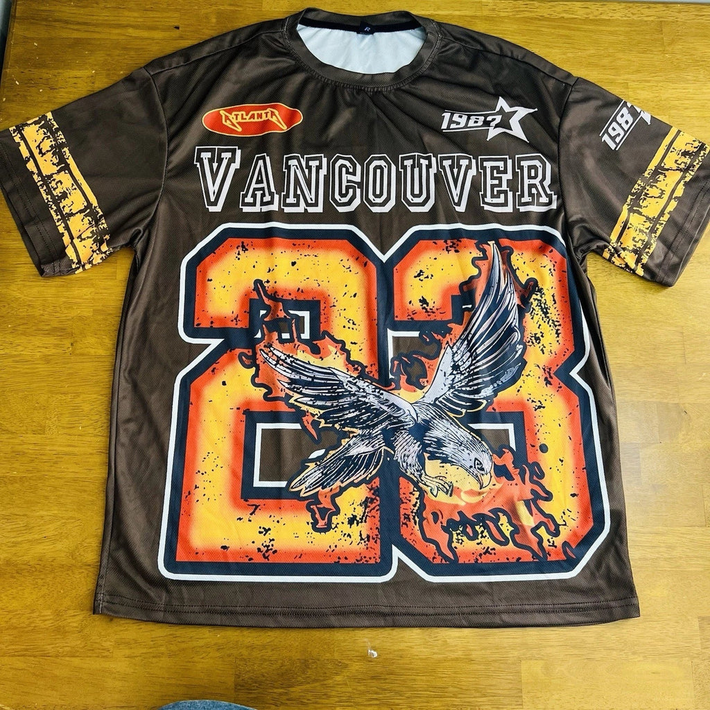 Romwe Vancouver Atlanta Graphic Print Black Jersey Shirt Size M Vintage 1987 Unisex