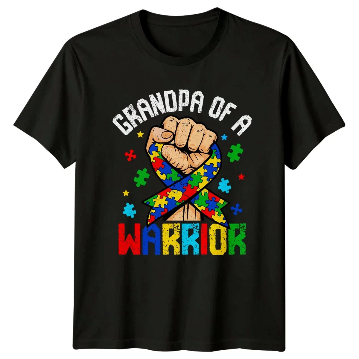 Grandpa Of A Warrior Mens Autism Awareness Family Support Fathers Day Unisex