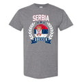 Serbia Soccer Laurel - World Sports T Shirt - Graphite Heather Unisex