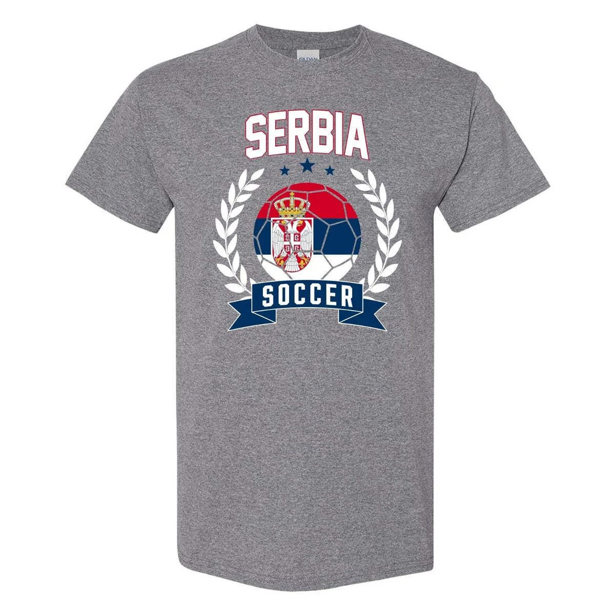 Serbia Soccer Laurel - World Sports T Shirt - Graphite Heather Unisex