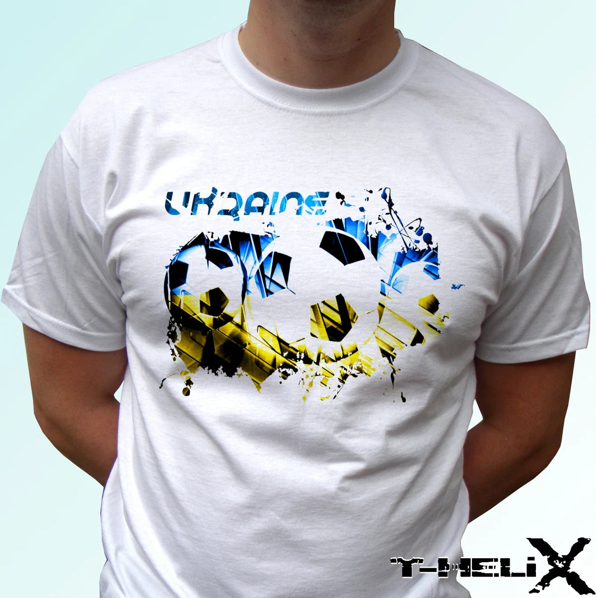 Ukraine football flag - white t shirt top soccer - mens womens kids baby sizes Unisex