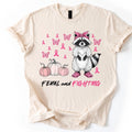 Feral And Fighting Raccoon Breast Cancer Awareness Pink Ribbon Unisex T-Shirt