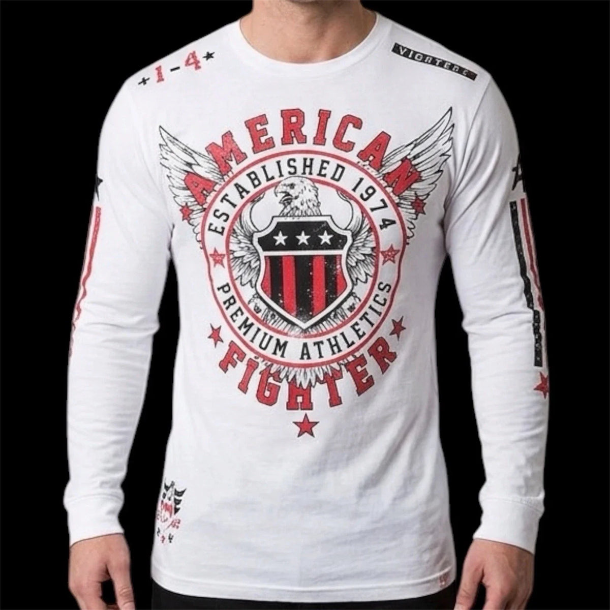 AMERICAN FIGHTER White EXCELSIOR Athletic Graphic Long Sleeve NWT Unisex