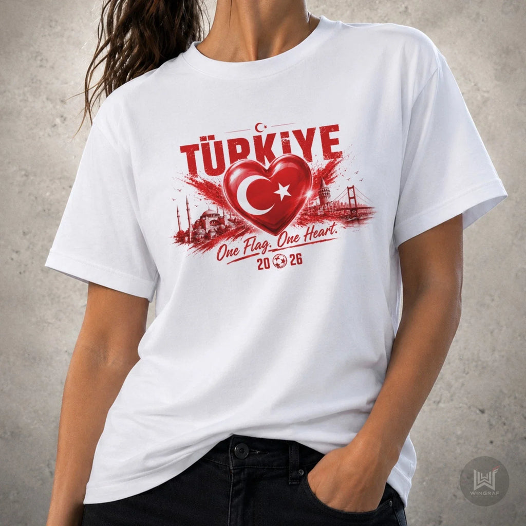 Turkey t shirt football 2026 flag top Turkiye soccer heart tee gift all sizes Unisex