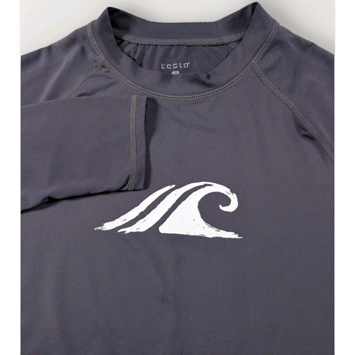 Tesla Rash Guard Swim Compression Shirt Womens L Gray Long Sleeve Stretch Unisex
