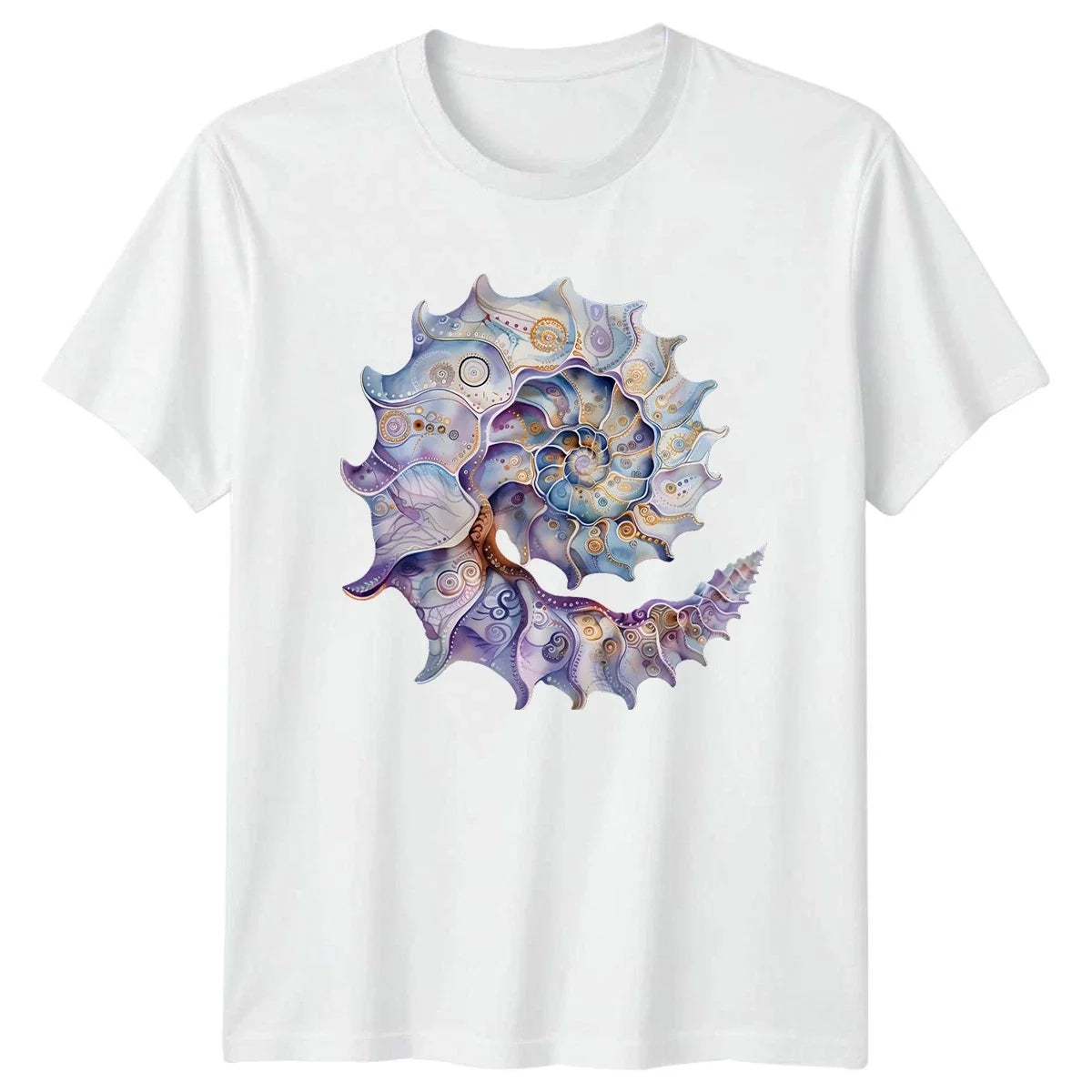 Watercolor Seashell Ocean Life Nature Mens Womens Graphic Tee Unisex