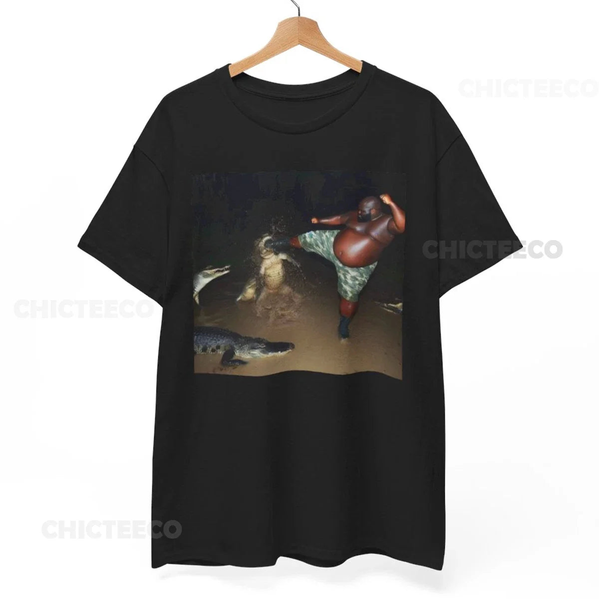 Man Kick Alligator In Swamp Shirt Tee, funny meme Shirt, y2k Tee, Gator Unisex T Unisex