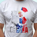 Serbia football flag white t shirt design soccer cup gift top tee all sizes Unisex