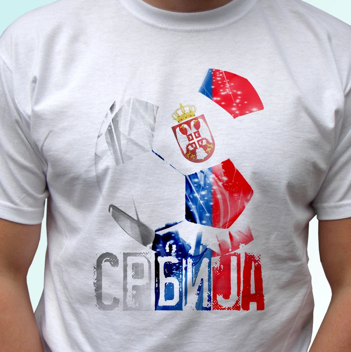 Serbia football flag white t shirt design soccer cup gift top tee all sizes Unisex