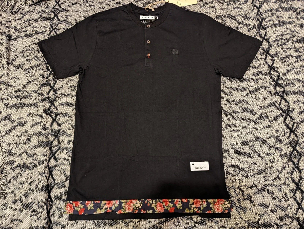 Halfwits Toronto Canada / Henley Size Large (Black & Floral Bottom) Unisex
