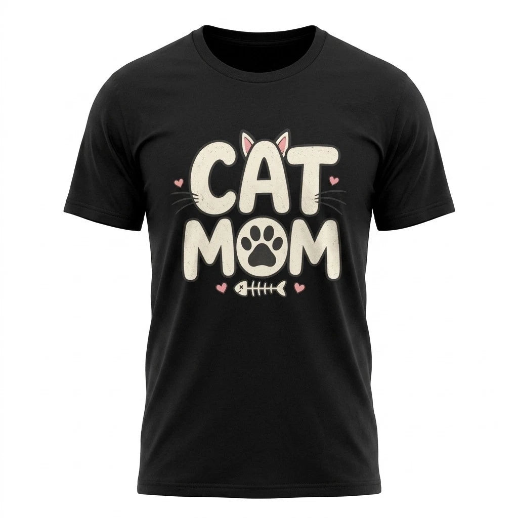 Cat Mom T-Shirt Cute Cat Lover Pet Owner Graphic Tee Gift for Women