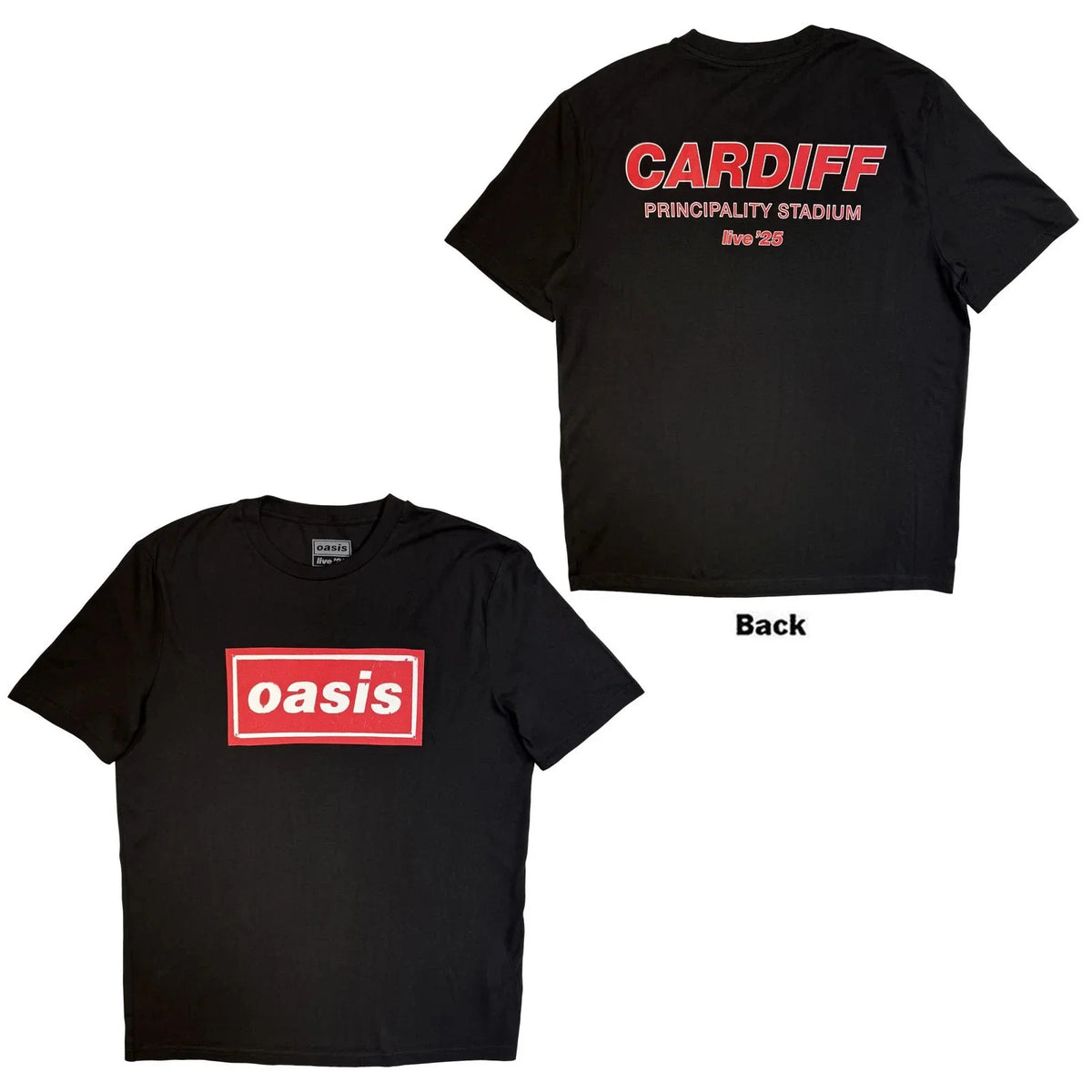 Oasis : Cardiff City Pop Up (Black) (Back Print & Ex-Tour) OFFICIAL NEW Unisex
