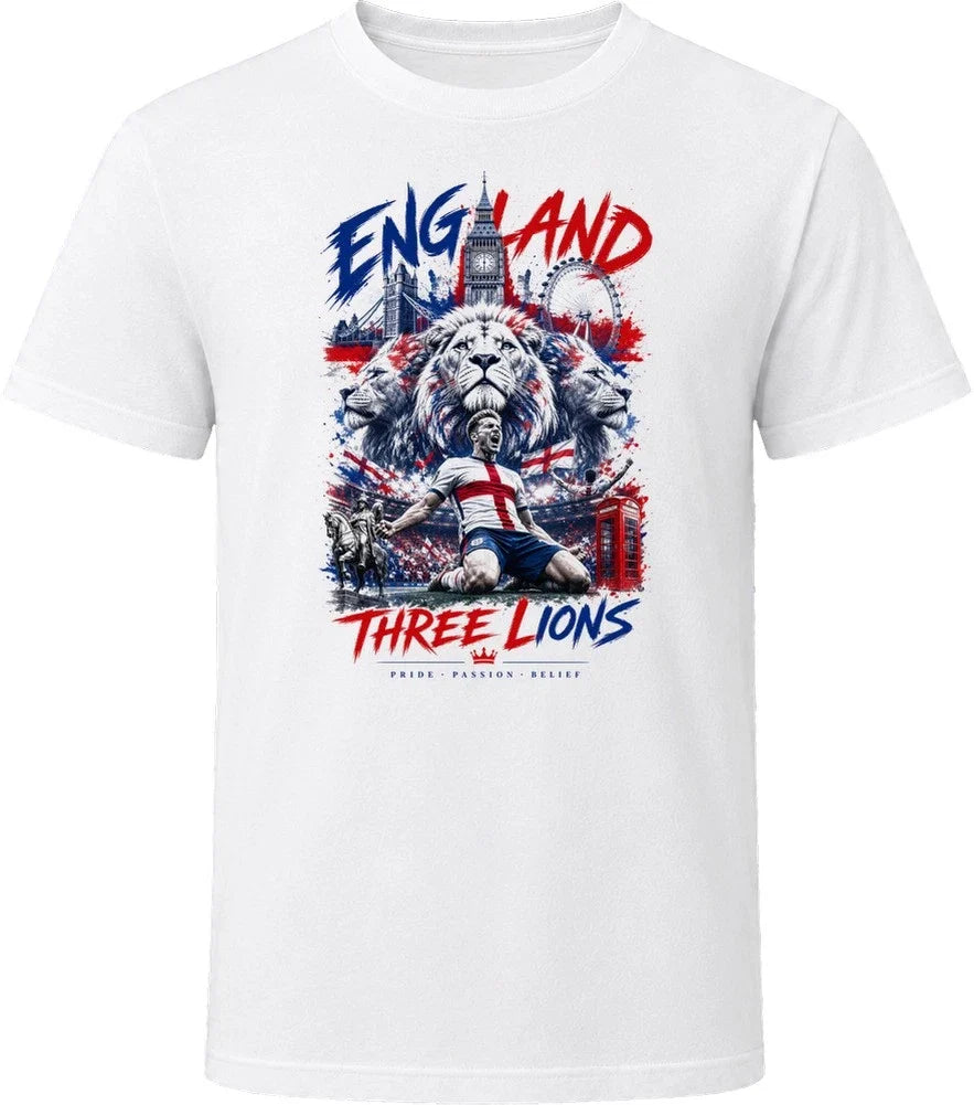 England Three Lions Soccer Football 2026 National Pride T Shirt Unisex