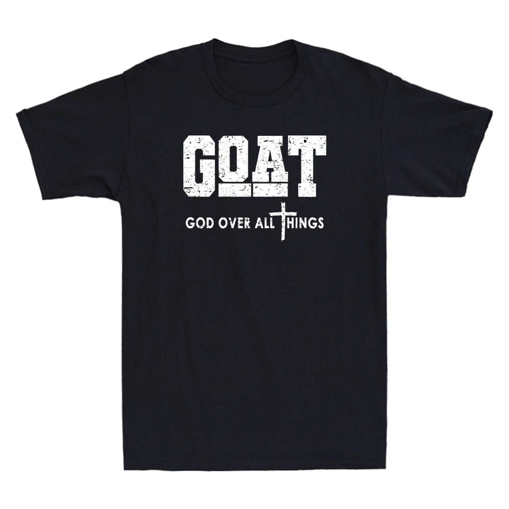 Goat God Over All Things Funny Christian Quote Retro Men's Short Sleeve Unisex