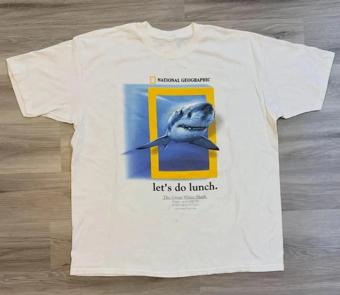 Retro National Geographic Let's Do Lunch Shark Graphic Unisex
