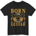 Born To Play Guitar T Shirt Vintage Music Graphic Tee Rock Band Guitarist Top Unisex