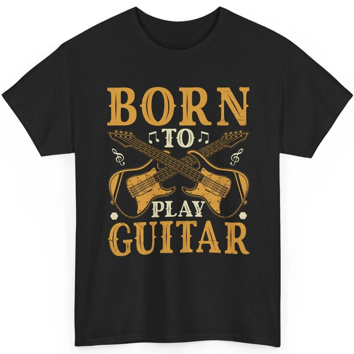 Born To Play Guitar T Shirt Vintage Music Graphic Tee Rock Band Guitarist Top Unisex