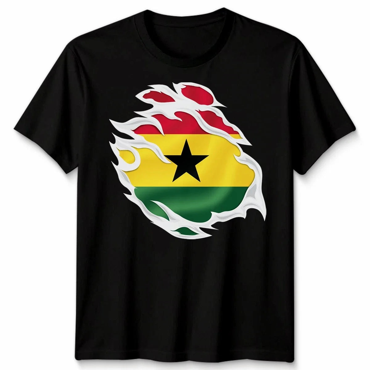 Torn Ghana Flag Ghanaian Day Football Unisex Tshirt Mens Womens Graphic Tee Unisex
