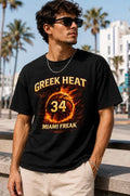 Flaming Basketball 34 Shirt | Vintage Miami Freak Graphic Tee | Antetokounmpo Unisex