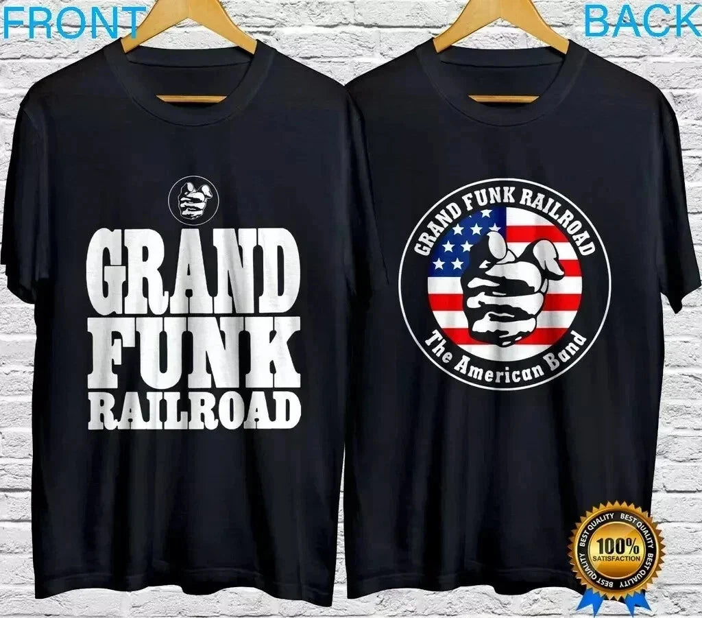 Grand Funk Railroad 2-sided Black Short Sleeve all sizes S-5Xl Unisex