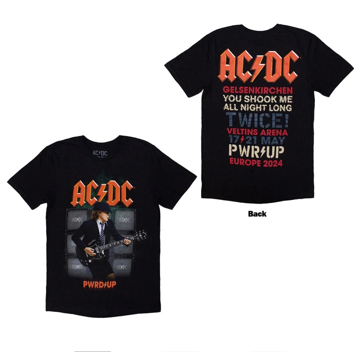 Official AC/DC Band Angus PWRD⚡️UP 2024 EU Tour Men’s Black Unisex Unisex