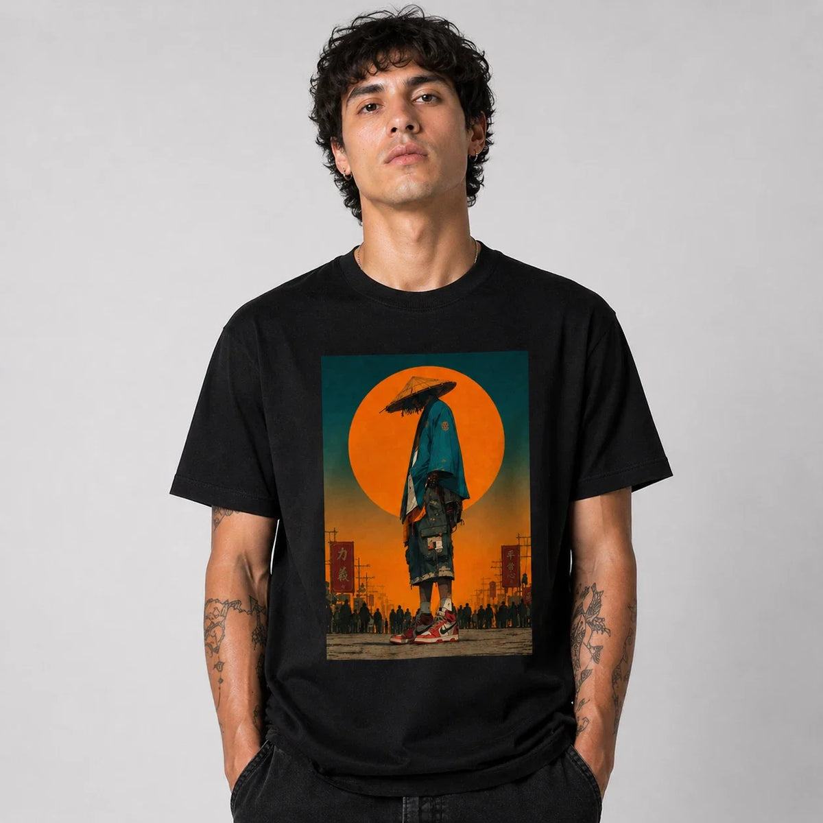 Unisex Graphic Black Cyberpunk Streetwear Loose Fit Japanese Anime Tee Unisex