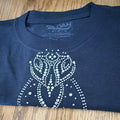 Women's Gildan navy with clear rhinestones/studs design. Unisex