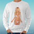 Felpa Man Light Sweater White " Pamel Anderson Bikini Hot " Unisex