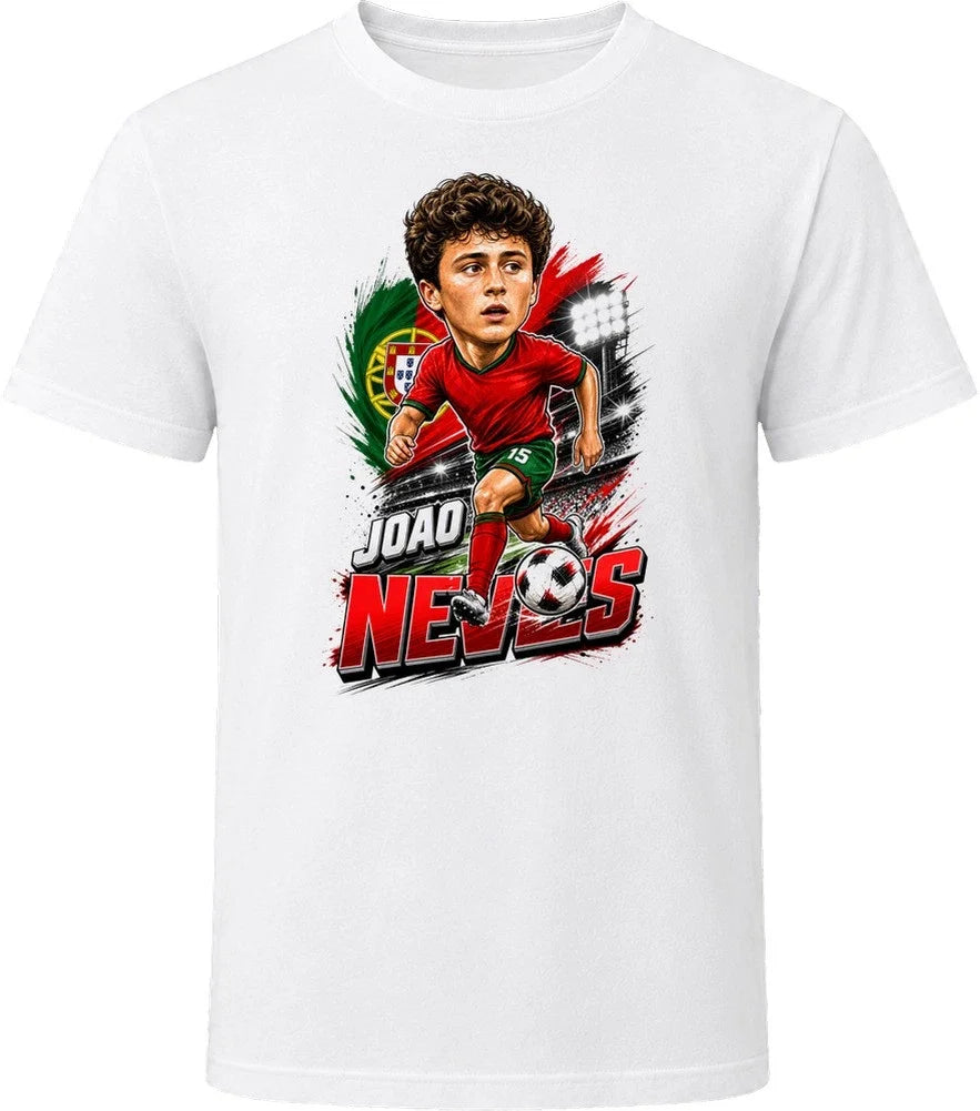 Joao Neves, Portugal Caricature Soccer 2026 T Shirt Unisex