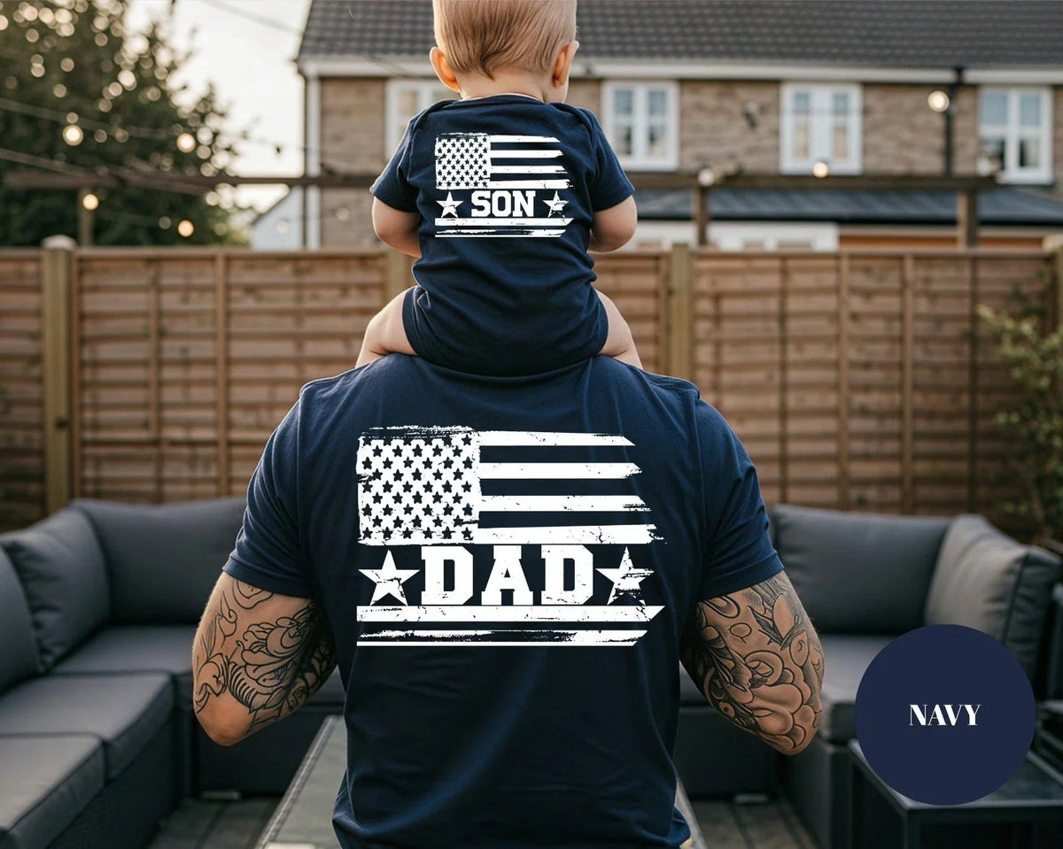 Dad and Son Shirts: Patriotic USA Matching Tees Father's Day, 4th of July Unisex