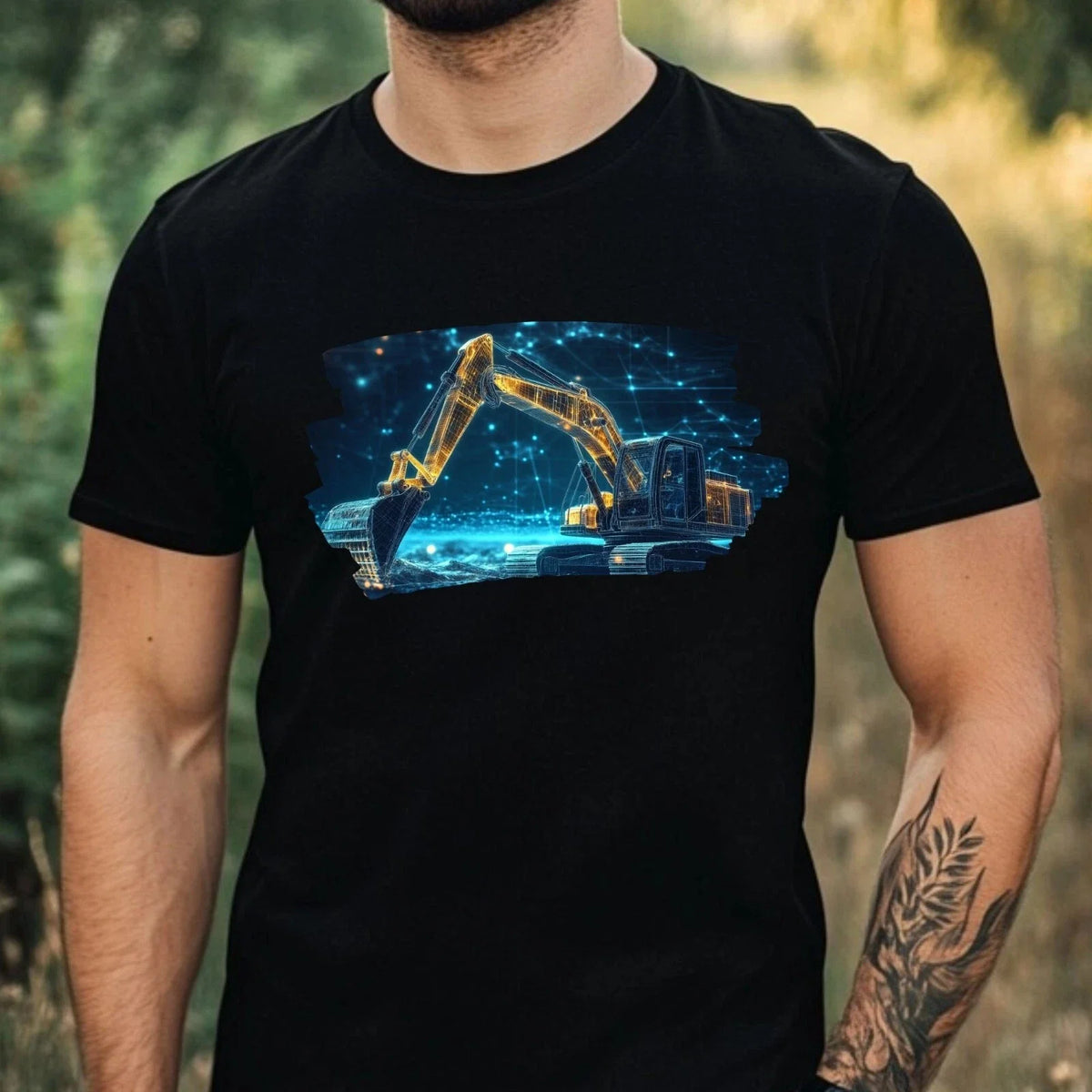 Mens Excavator Holographic Print Cotton Size XS to 5XL Unisex