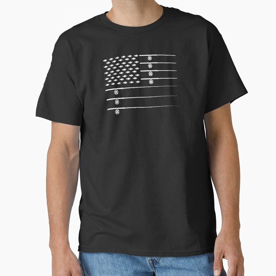 Patriotic USA American Flag Fishing T-shirt by mrsmitful