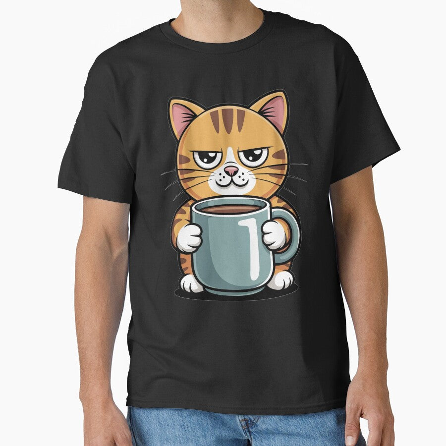 Cat Design Comic Style Cat with Coffee Cup Coffee Fan by ArtShuffle