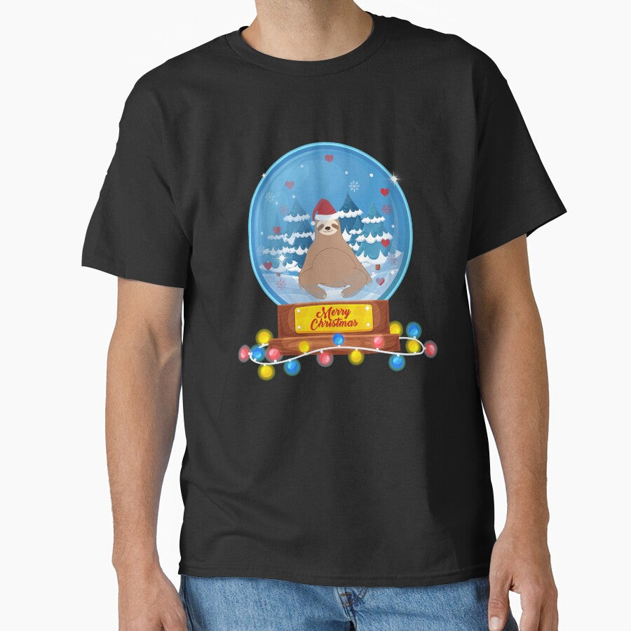 Sloth Christmas Snow Globe Tshirt Xmas Snow globe by MerchK1ng