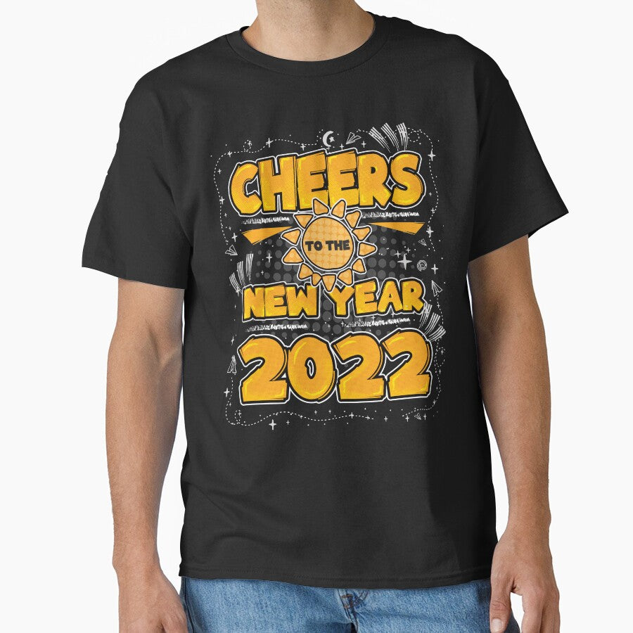 Cheers to the New Year 2022 - yellow text funny quotes by VichallanStudio
