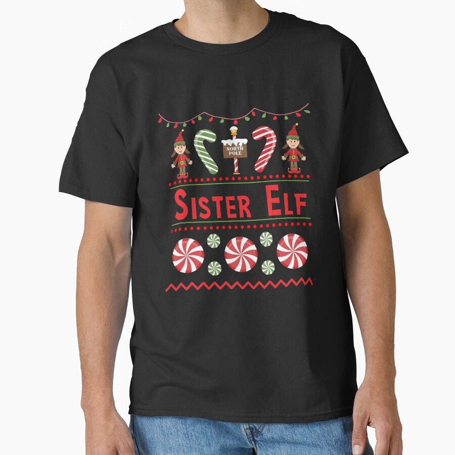 Sister Elf Ugly Sweater Christmas Elf Design by SpiritWestDesig