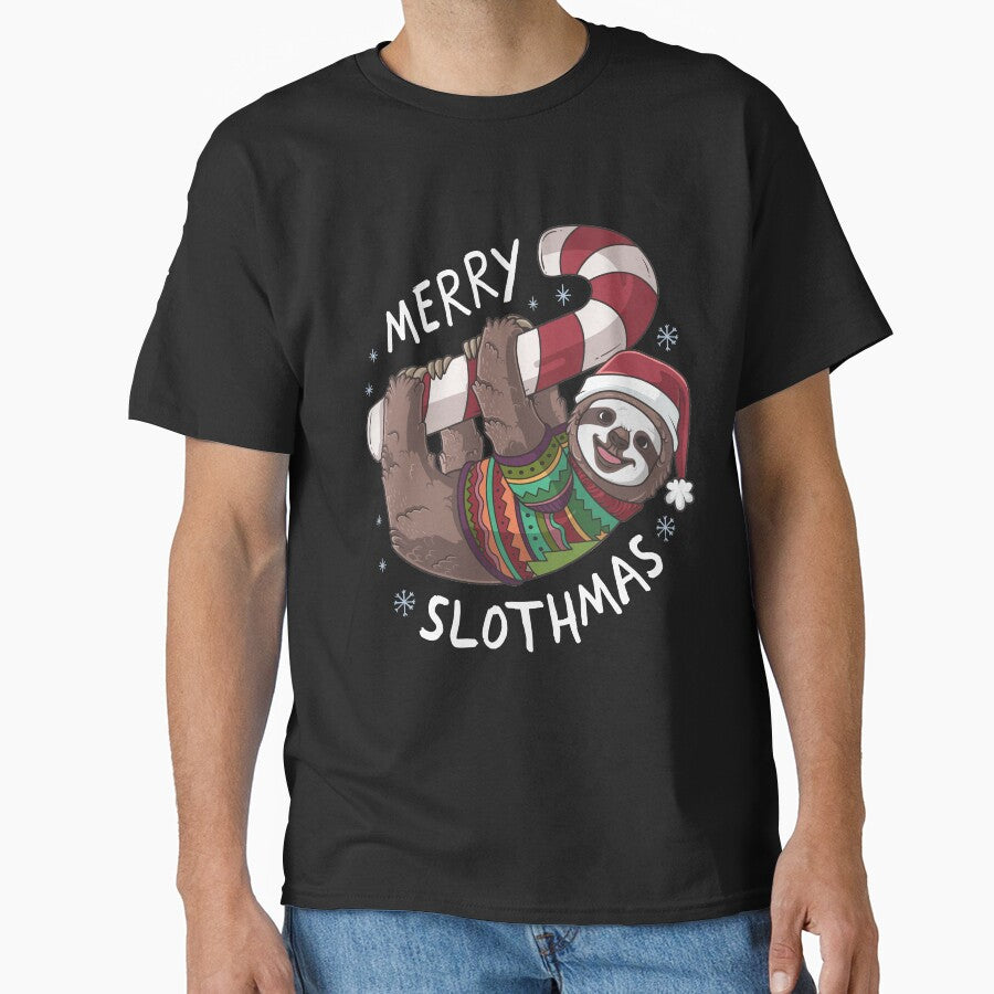 Merry Slothmas Sloth Candy Cane Christmas by B-Cubed-Shirts