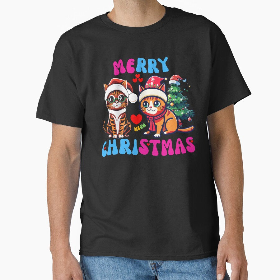 Merry Christmas:  Cat Lover (Meow) T-Shirt by PiXilustratoArt