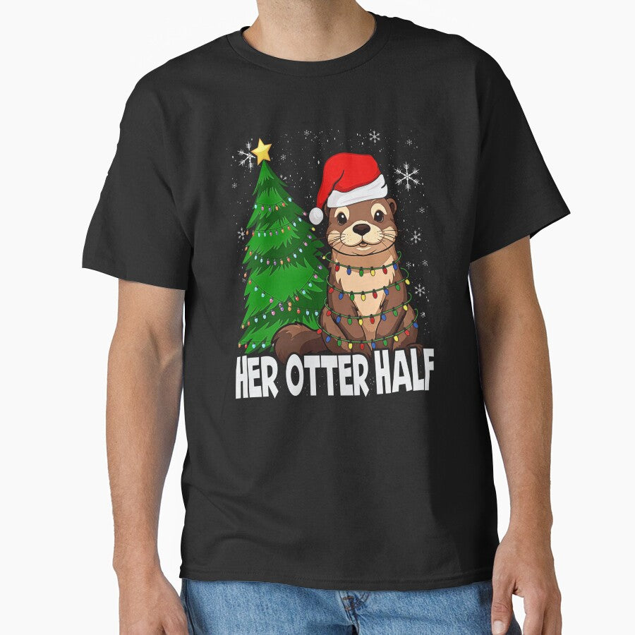 Her Otter Half Funny Christmas - Cute Matching Couple Otter by Rahamkshop