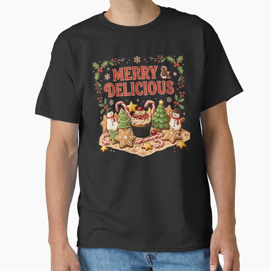 Merry And Delicious Christmas Baking Cookies Cupcake Retro Holiday by DYAFLK