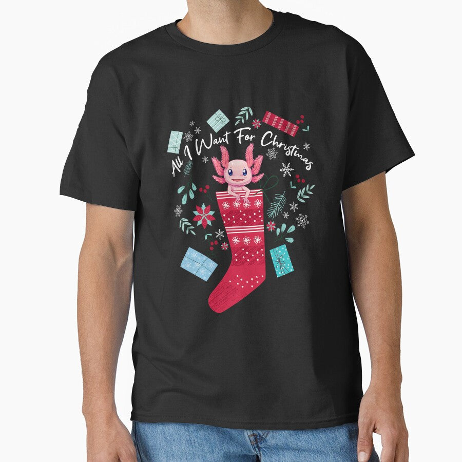 Funny All I Want For Christmas Axolotl In Sock by ImmanuelMcmahon