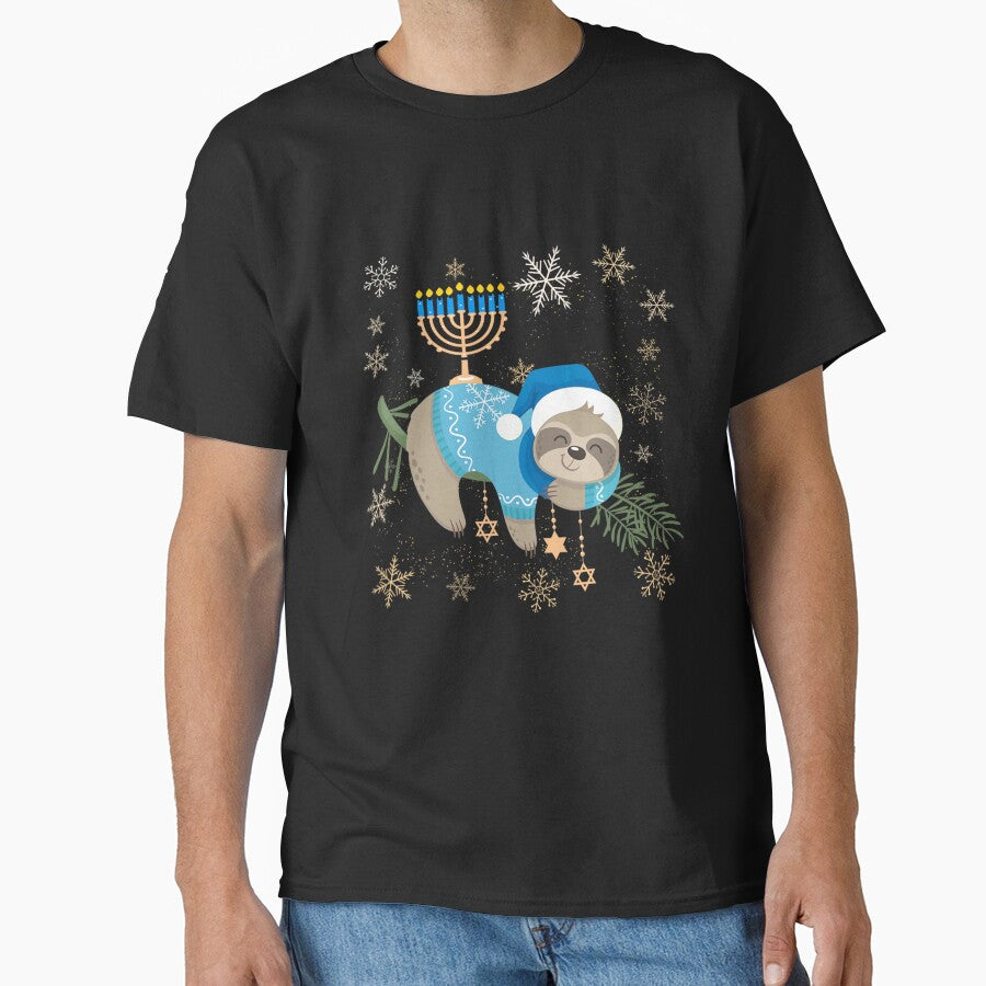 Hanukkah Sloth Jewish Chanukah Sleeping For Men, For Women, Jewish Holiday Gift by silversteinade