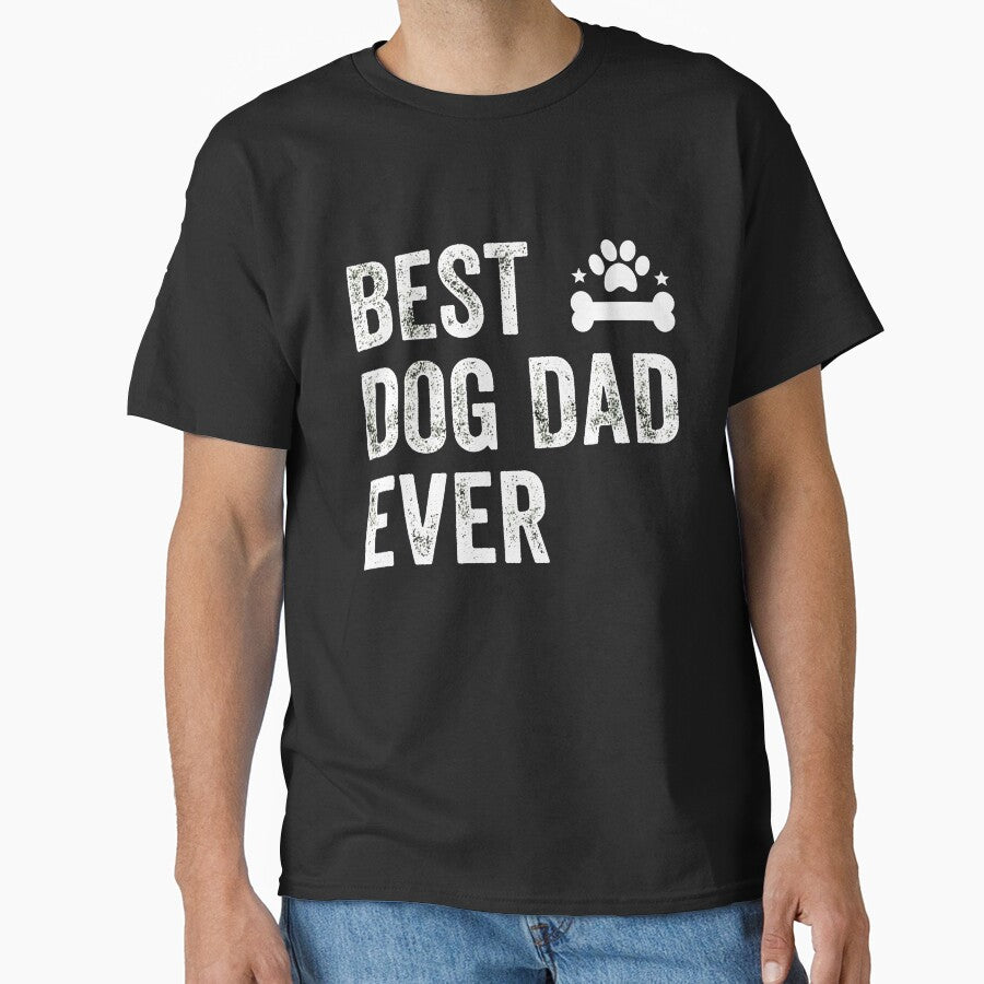 Best Dog Dad Ever Grunge Dog Paw Bone T-Shirt by SoyLamderma
