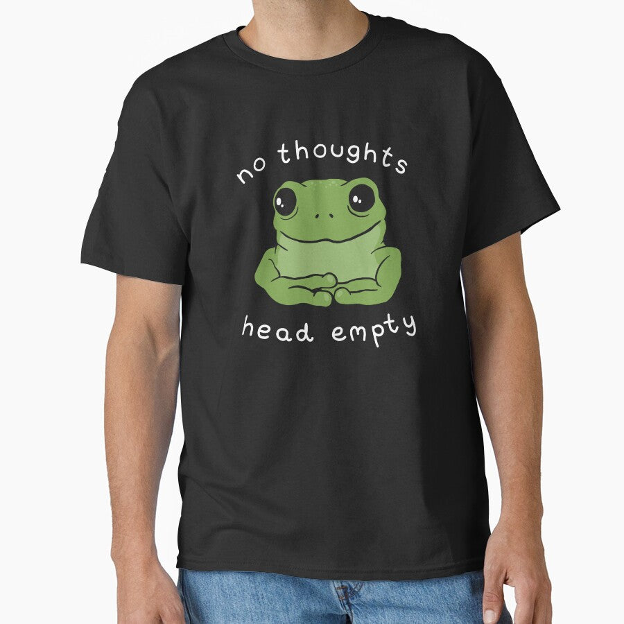 No Thoughts Head Empty Frog Meme: A Cute Mental Health Aesthetic with a Sad Big Eyed Kawaii Toad as a Green Froggy Face by MinistryOfFrogs