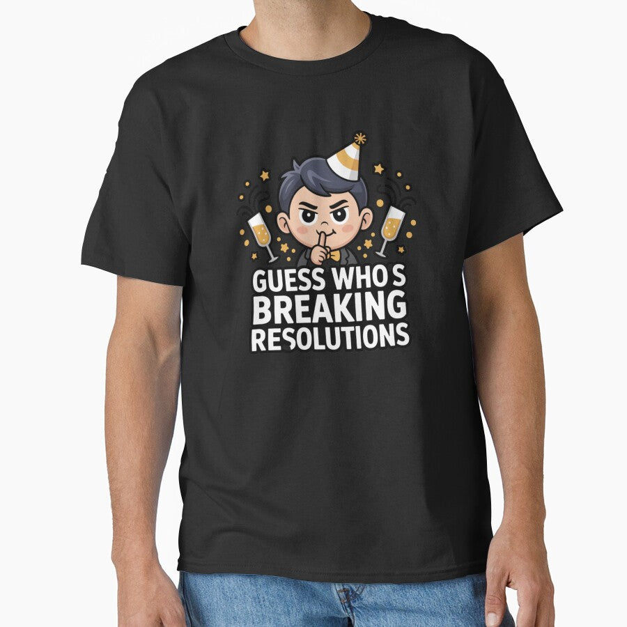 Secretly Breaking New Year Resolutions Joke Funny Cartoon Man by chattsuede