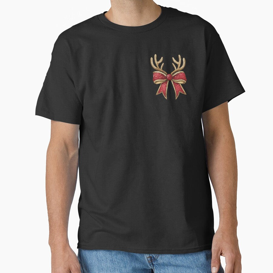 Glittery Reindeer Antlers and Festive Red Bow Christmas Design by -DEEWOLF-