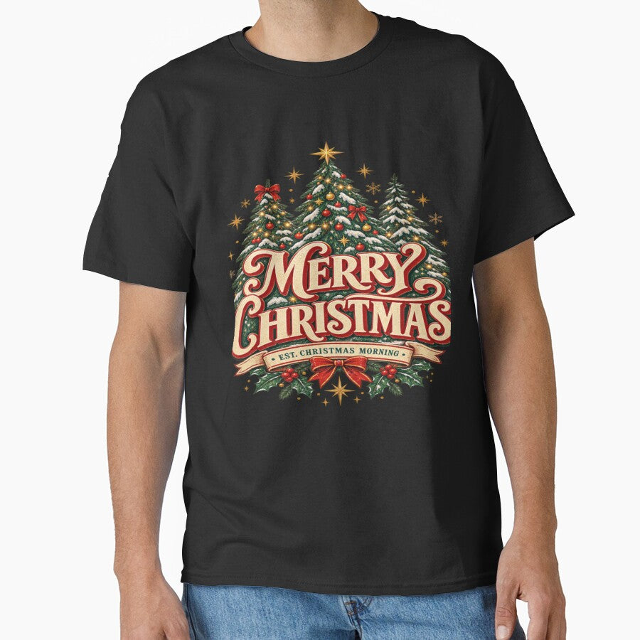 Vintage Merry Christmas Tree Retro Holiday Christmas Design by TulipsArtDesigns